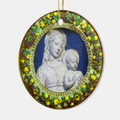 マドンナと子供丸い青サファイアセラミックホーン セラミックオーナメント (左)