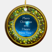 マドンナと子供丸い青サファイアセラミックホーン セラミックオーナメント (裏面)