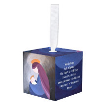 マドンナと子供木製キューブオーナメント