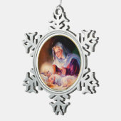 マドンナと子供。クリスマス スノーフレークピューターオーナメント (右)