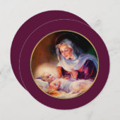 マドンナと子供。宗教的なフラットクリスマスカード シーズンカード (正面/裏面)