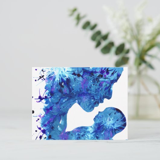 マドンナと子供 水彩画 宗教的 お手頃な価格 ポストカード (スタンド正面)