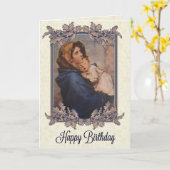 マドンナと子誕生日カード カード (黄色い花)