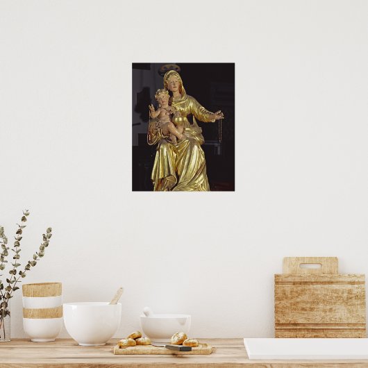 マドンナと子、17世紀(金箔の木) ポスター (キッチン)