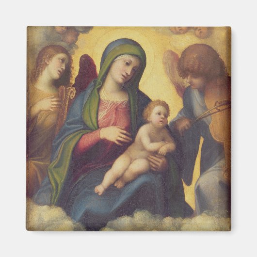 マドンナと栄光の子と子供， c.1520 (油 マグネット (正面)