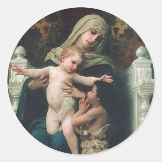 マドンナと洗礼者ヨハネのステッカーの子 ラウンドシール (正面)