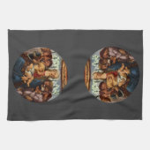 マドンナとBotticelliによる8つの天使を持つ子供 キッチンタオル (横)