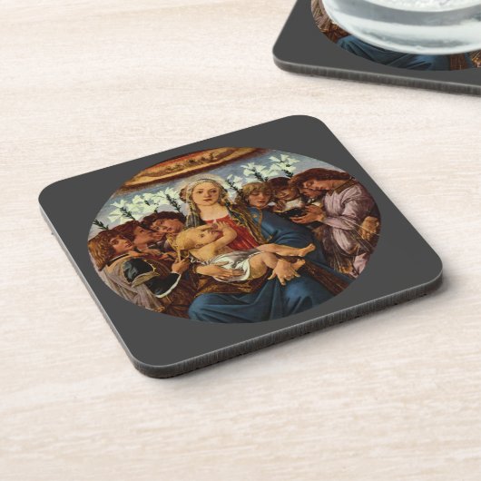 マドンナとBotticelliによる8つの天使を持つ子供 コースター (左側)