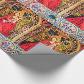 マドンナのバラバウワーレッドブルージェムストーンズ、真珠 ラッピングペーパー (角)