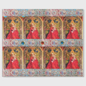 マドンナのバラバウワーレッドブルージェムストーンズ、真珠 ラッピングペーパー (フラット)