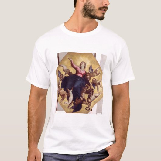 マドンナは天使(天井のフレスコ画)によって運びました Tシャツ (正面)