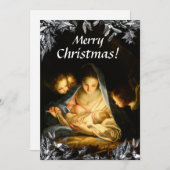 マドンナチャイルドクラシックアートホリビクトリアンークリスマス シーズンカード (正面/裏面)