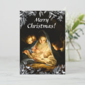 マドンナチャイルドクラシックアートホリビクトリアンークリスマス シーズンカード (スタンド正面)