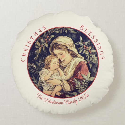 マドンナチャイルドヴィンテージクリスマス ラウンドクッション (裏面)