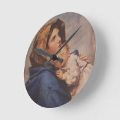 マドンナヴァージンマザーメアリーと眠るイエス ラウンド壁時計 (傾斜)