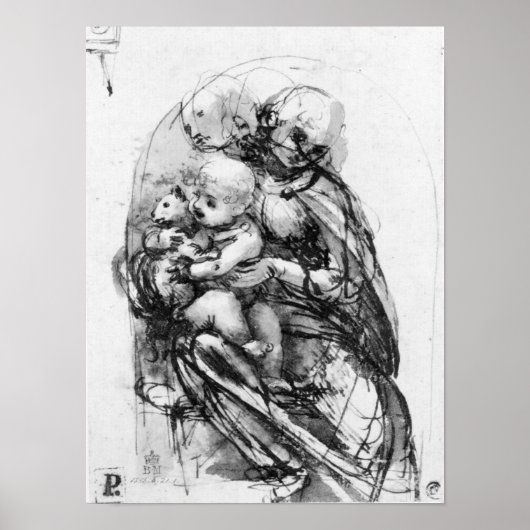 マドンナ猫勉強c.1478-80 ポスター (正面)