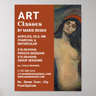 マドンナ1894版Edvard Munch著、アートクラス ポスター