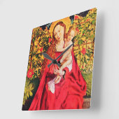 マドンナ·オブ·ザ·バラ·ボア、ピンク·明るい赤紫色·宝石、白 スクエア壁時計 (傾斜)