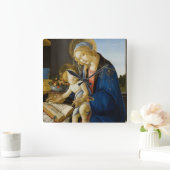 マドンナ・オブ・ブック（ボッティチェリ） スクエア壁時計 (ホーム)