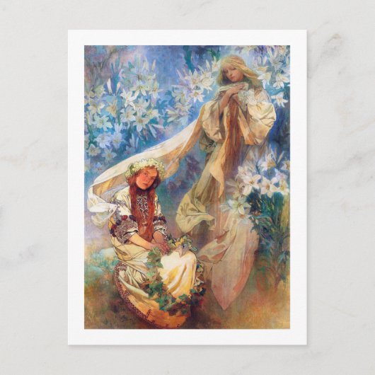 マドンナ・オブ・リリー、ミュシャ ポストカード (正面)