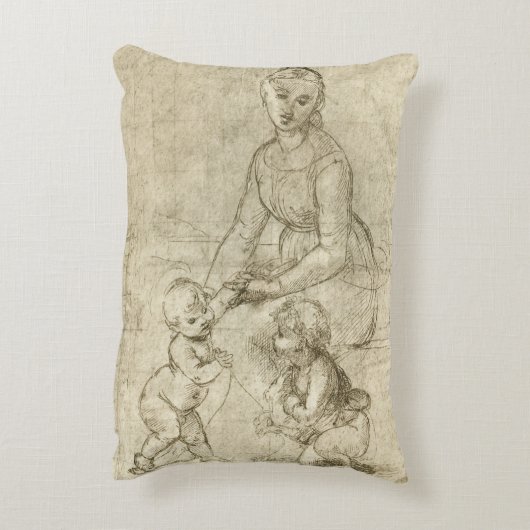 マドンナ、キリストと聖ヨハネのバプテストby Rapahel アクセントクッション (裏面(縦))