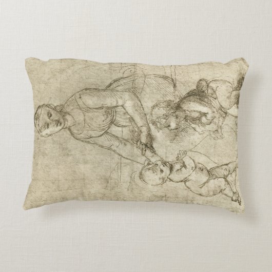 マドンナ、キリストと聖ヨハネのバプテストby Rapahel アクセントクッション (裏面)