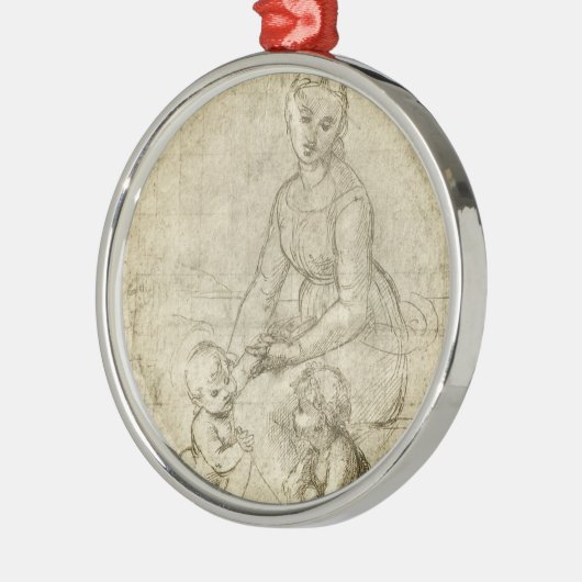 マドンナ、キリストと聖ヨハネのバプテストby Rapahel メタルオーナメント (左)