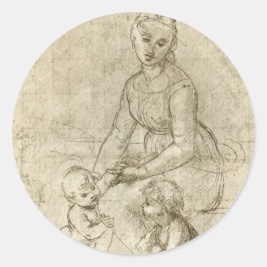 マドンナ、キリストと聖ヨハネのバプテストby Rapahel ラウンドシール (正面)