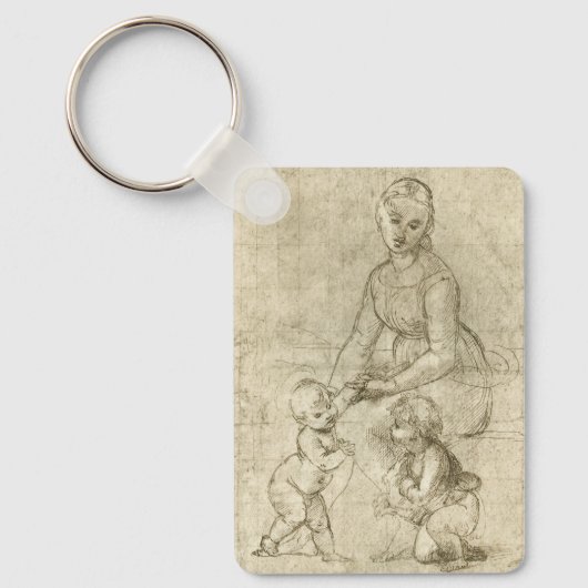 マドンナ、キリスト、ラパヘルの洗礼者ヨハネ キーホルダー (正面)