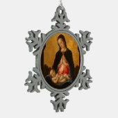 マドンナ&チャイルドアートクリスマスオーナメント スノーフレークピューターオーナメント (左)