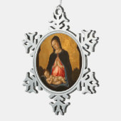 マドンナ&チャイルドアートクリスマスオーナメント スノーフレークピューターオーナメント (右)