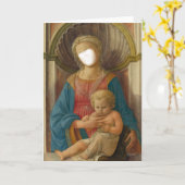 マドンナ&チャイルドフォトブースプレイスA顔テンプレート カード (黄色い花)