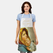 マドンナ&チャイルド伝統的宗教的クリスマス エプロン (着用した状態)