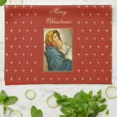 マドンナ&チャイルド伝統的宗教的クリスマス キッチンタオル (折り畳み)