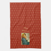マドンナ&チャイルド伝統的宗教的クリスマス キッチンタオル (縦)