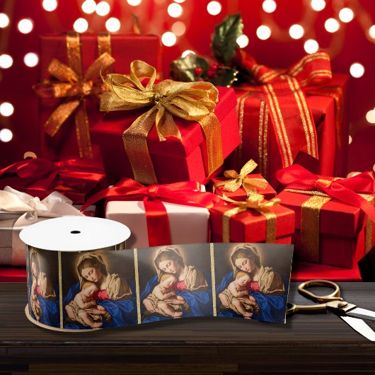 マドンナ&チャイルド伝統的宗教的クリスマス サテンリボン