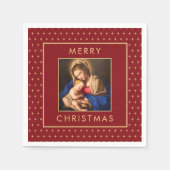 マドンナ&チャイルド伝統的宗教的クリスマス スタンダードカクテルナプキン (正面)