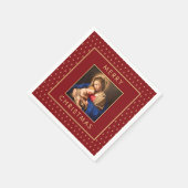 マドンナ&チャイルド伝統的宗教的クリスマス スタンダードカクテルナプキン (角)