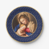 マドンナ&チャイルド伝統的宗教的クリスマス ペーパープレート (正面)
