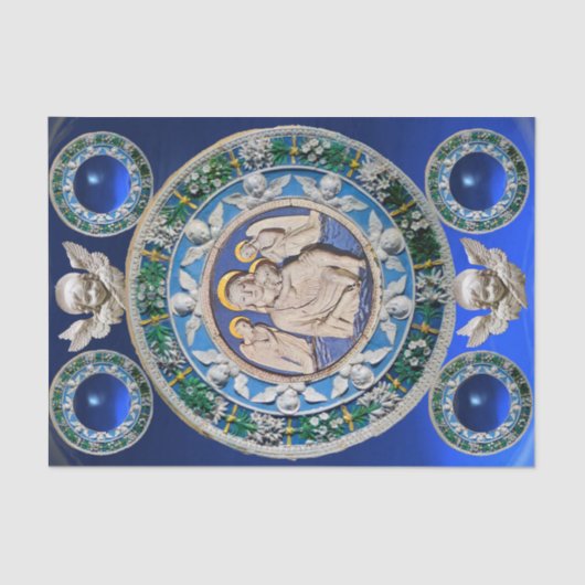 マドンナ,チャイルド,エンジェル出生フローラクラウンブルー 薄葉紙 (正面)