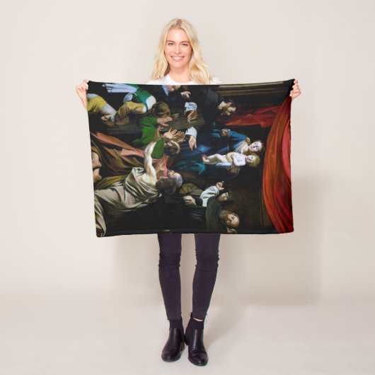 マドンナ・ロザリオ・カラヴァッジョ フリースブランケット (インサイチュ)