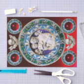 マドンナ、子供と天使の出生フローラクラウンレッド 薄葉紙 (クラフト)