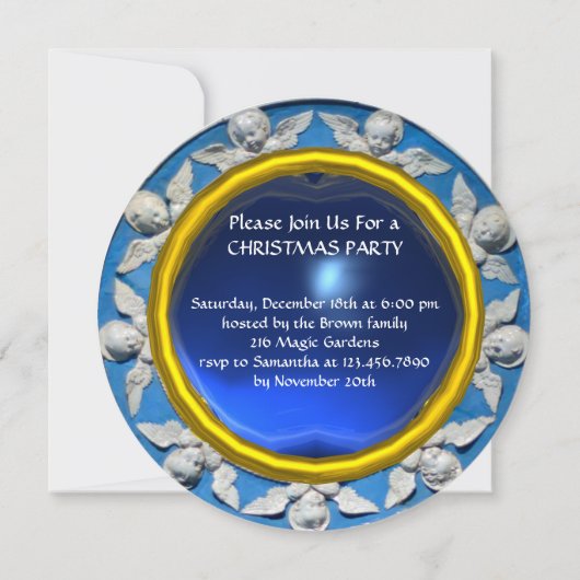 マドンナ、子供と天使ブルーサファイアクリスマス 招待状 (裏面)