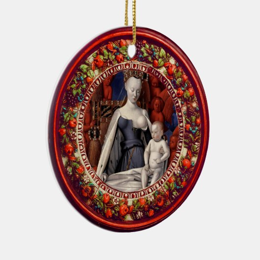 マドンナ,子供。エンジェルズレッドフローラクラウンクリスマス セラミックオーナメント (右)