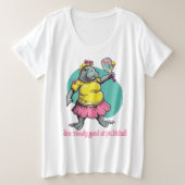 マナおもしろいーティ・ピックボール プラスサイズTシャツ (デザイン正面)