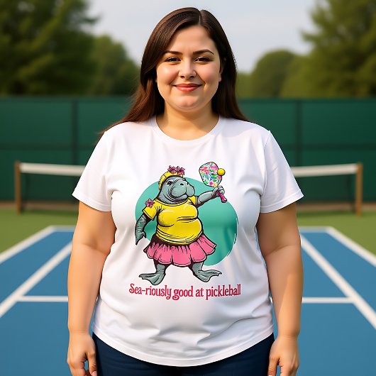 マナおもしろいーティ・ピックボール プラスサイズTシャツ