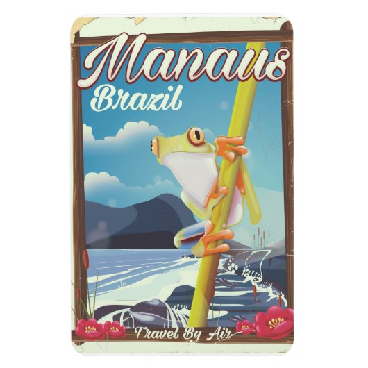 マナウス ブラジル ビンテージ 旅行ポスター マグネット (縦)