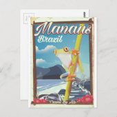 マナウブラジルのヴィンテージ旅行ポスター ポストカード (正面/裏面)