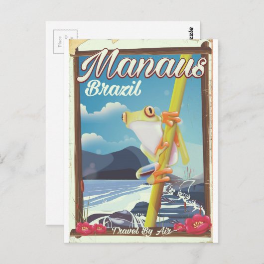 マナウブラジルのヴィンテージ旅行ポスター ポストカード (正面/裏面)