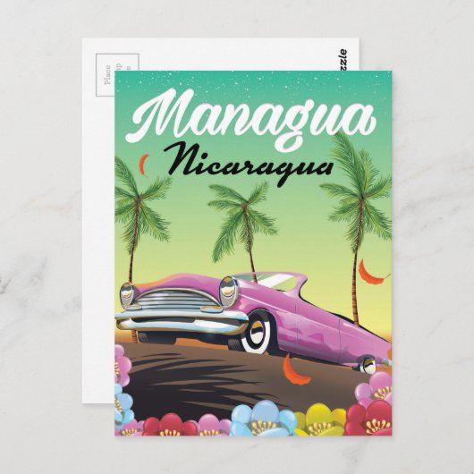マナグア – ニカラグア旅行ポスター ポストカード (正面/裏面)